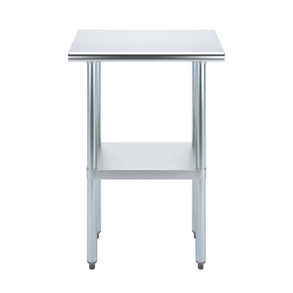 Stainless Steel Metal Table With Undershelf, 24 Long X 14 Deep